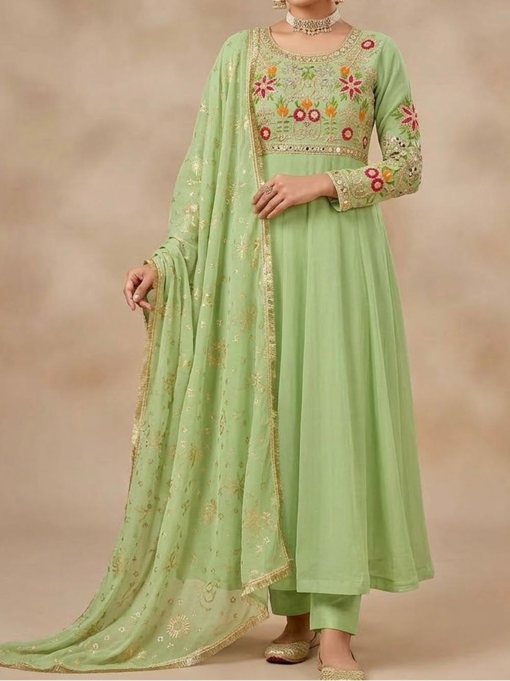 Chiffon party wear maxi dress on sale